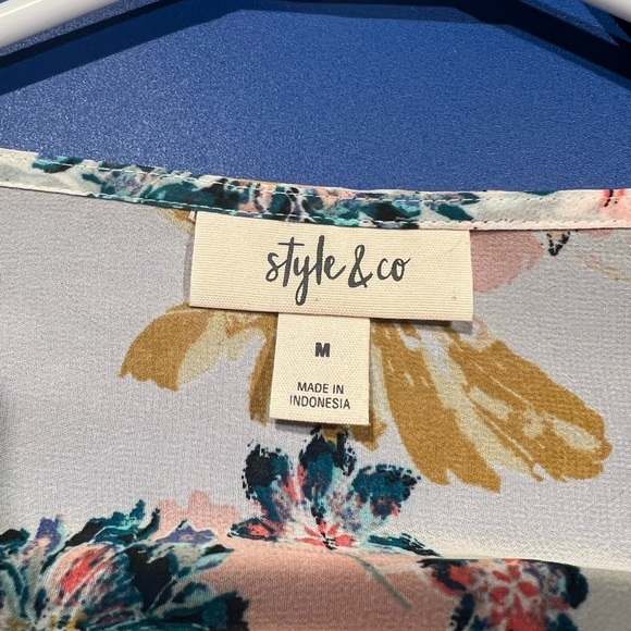 Style & Co Fresh Florals Open Front Kimono Cardigan Ladies Size Medium - Picture 7 of 9